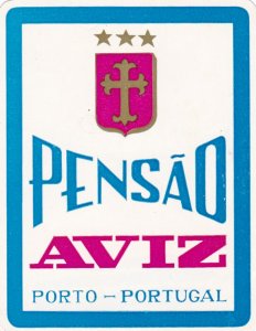 Portugal Porto Pensao Aviz Vintage Luggage Label sk2740.1