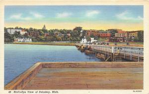 Petoskey Michigan~Houses-Buildings-Church along Shore of Harbor~Bridge~1938 Pc