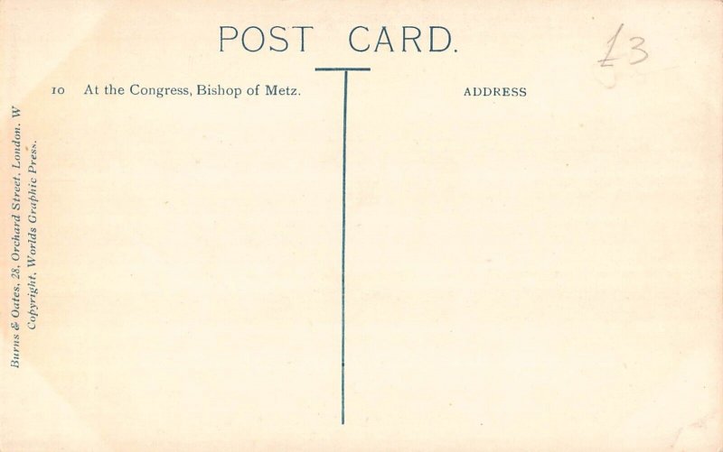 England London Eucharistic Congress Bishop of Metz Religious postcard