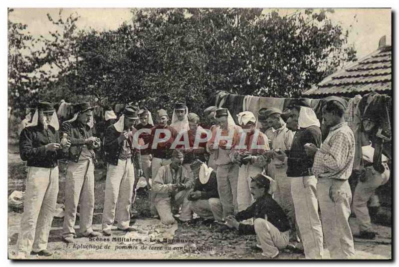 Postcard Old Army Peeling potatoes cantonment