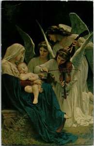 William Bouguereau Painting Song of the Angels Forest Lawn Glendale Postcard E34