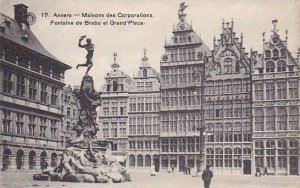 Belgium Anvers Maison des Corporations Fontaine de Brabo et Grand' Place