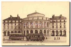 Old Postcard Rennes Theater Tram Nouvelliste