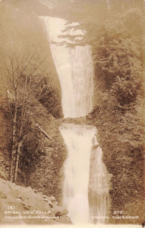 circa 1924-1949 Cross & Dimmit Real Photo Bridal Veil Falls Oregon RPPC 2R5-446