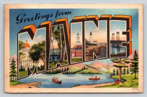 1941  Large Letter  Greetings From  Maine   Postcard