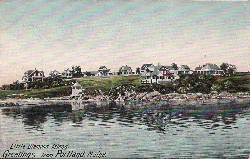 Little Diamond Island ME, Greetings from Portland, Shore View Cottages, pre-1907