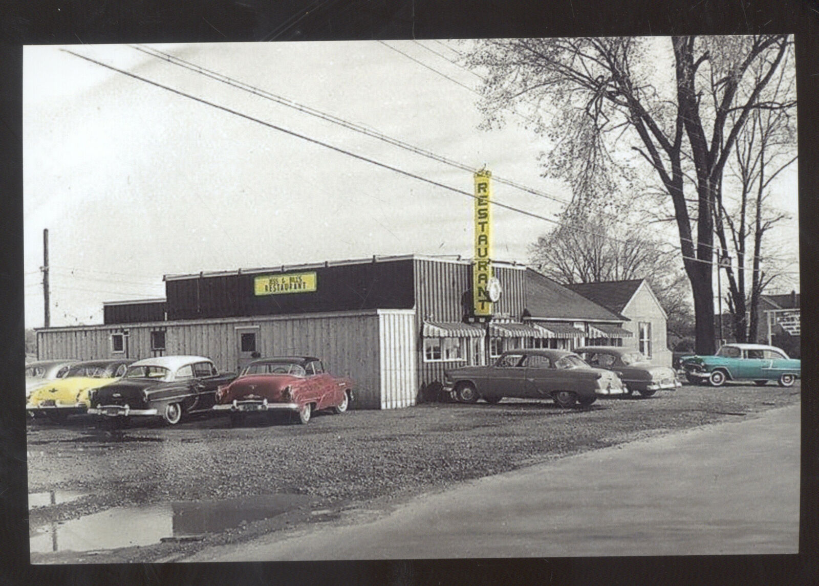 Auburn New York Restaurant Advertising Postcard 1950'S Cars NY United
