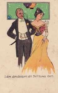 Eyeglass Dangling Edwardian Evening Ballroom Dance Antique Postcard