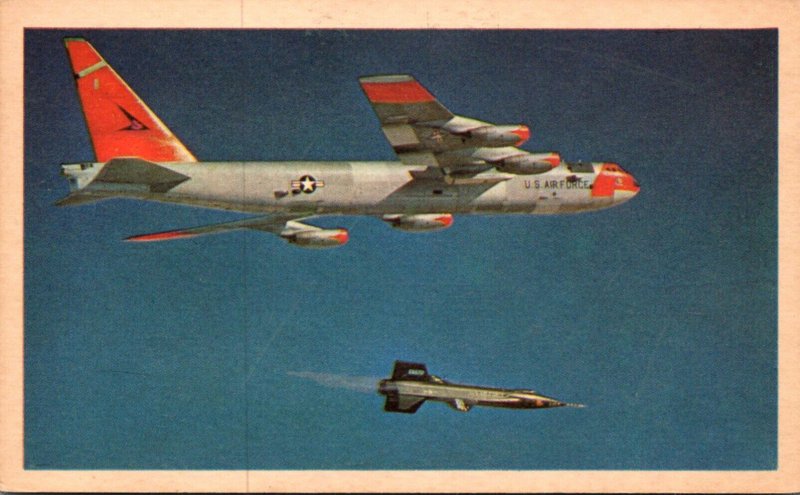 Airplanes Boeing B-52 Stratofortress and North American X-15 Rocket Plane