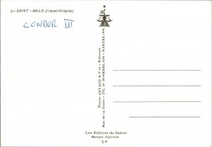 Saint Malo cite corsaire Vintage Postcard 1980s France