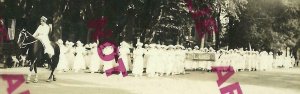 RPPC c1910 WOMEN'S RIGHTS MARCH Parade GIANT AMERICAN FLAG Social History 