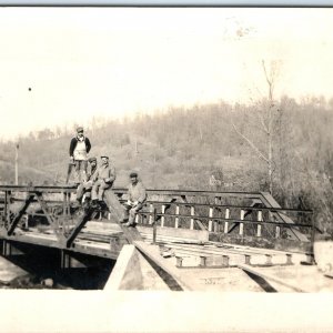 c1910s Bridge Construction RPPC Occupational Men Saw Photo Rock Lumber Co. A128