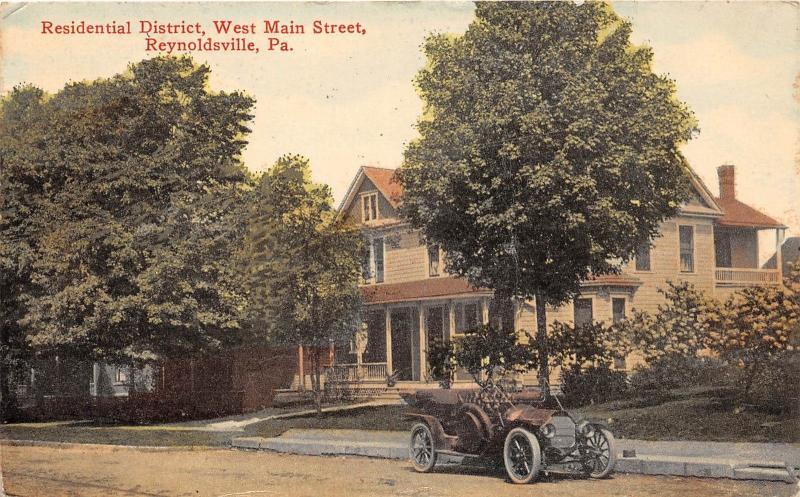 C29/ Reynoldsville Pennsylvania Pa Postcard 1914 Residential District Main St