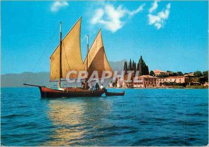 Modern Postcard Lago di Garda Boat Cape St Vigilio