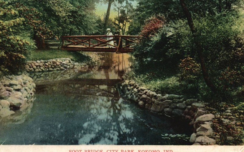 Vintage Postcard 1909 Foot Bridge City Park Kokomo Indiana M. G. Callahan Pub.