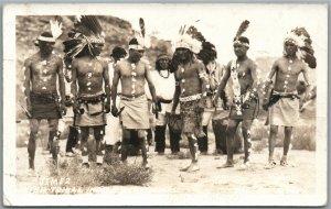 AMERICAN INDIAN INTER-TRIBAL CEREMONY ANTIQUE REAL PHOTO POSTCARD RPPC
