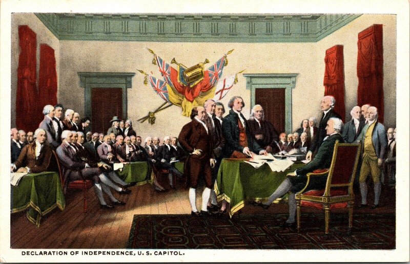 Declaration Of Independence Siging US Capitol Washington DC WB Postcard 