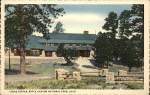 Bryce Canyon Utah Nat Park Lodge Center c1930-50s Vintage Postcard