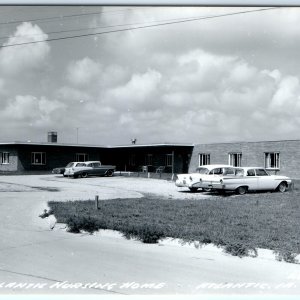 c1950s Atlantic, IA RPPC Nursing Home Real Photo Auto Car Bel Aire Postcard A103