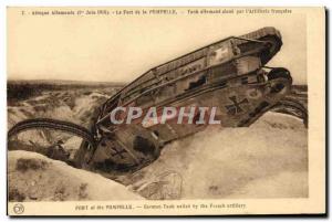 Old Postcard Army Tank Attack The German high Pompelle
