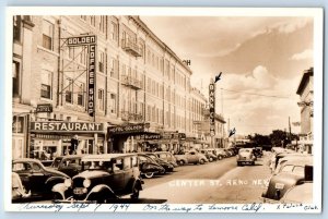 Reno Nevada NV Postcard RPPC Photo Street View Restaurant Hotel Golden Bank Club