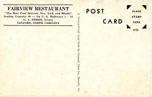 NC - Sanford. Fairview Restaurant