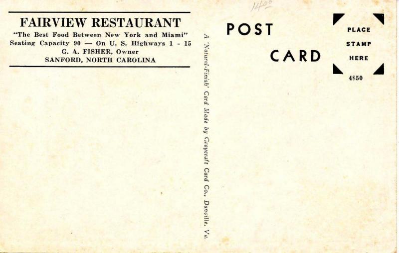 NC - Sanford. Fairview Restaurant