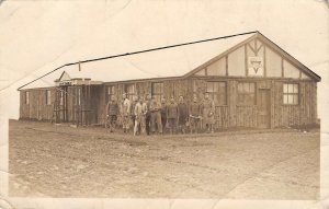 RPPC American YMCA Witney & Lechlade England Military WWI Photo Antique Postcard