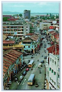 Malaysia Postcard Aerial View of Busiest Penang Road c1950's Unposted