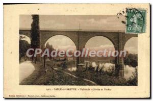 Old Postcard Sable sur Sarthe Vallee de la Sarthe and Viaduct