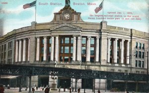 Vintage Postcard Largest Railroad Station South Station Boston Massachusetts MA