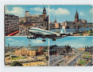 Postcard Landmarks in Frankfurt Germany Pan American Airliner