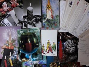 Lot 200+ postcards winter seasonal greetings all candles New Year / Christmas