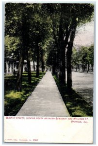 1912 Walnut Street Looking North Between Seminary Williams St. Danville Postcard