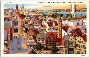 VINTAGE POSTCARD BIRD'S EYE VIEW OF BELGIAN VILLAGE AT CHICAGO WORLD'S FAIR