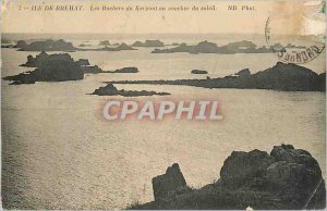 Old Postcard ILE BREHAT-Les Rochers knew Kerpont at sunset