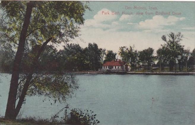 Iowa Des Moines Park Bath House View From Birdland Drive 1910