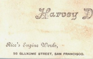 1870s-80s Business Card Rice Engine Works Haywards, CA P179