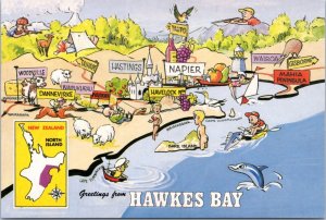 Postcard Map New Zealand Hawkes Bay