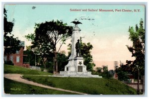 c1910's Soldier's Sailor's Monument Port Chester New York NY Antique Postcard