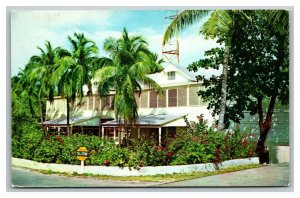 Vintage 1956 Postcard The Little White House & Palm Trees in Key West Florida