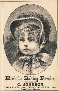 1880s Cute Girl Henkels Baking Powder Johnson Gardner Massachusetts P18 