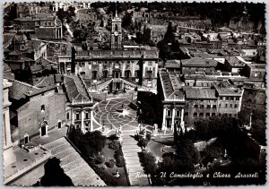Roma Il Campidoglio e Chiesa Aracoeli Rome Italy Real Photo RPPC Postcard