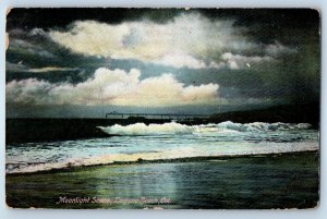 1909 Laguna Beach California CA Postcard Moonlight Scene Night View Waves Posted