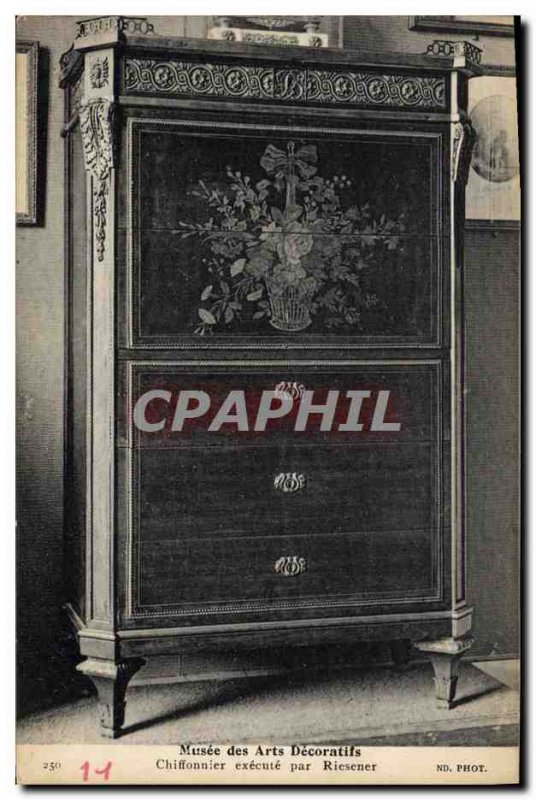 Old Postcard Musee des Arts Decorative Chest executed by Riesener