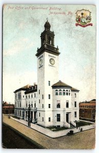 1909 JACKSONVILLE FLORIDA FL POST OFFICE AND GOVERNMENT BUILDING POSTCARD P2674
