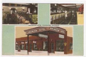 Arlington Hotel Coldwater Michigan linen postcard