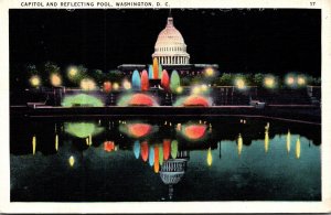 Washington D C United States Capitol and Reflecting Pool At Night