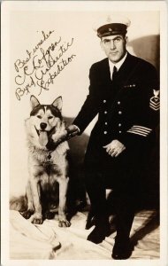 Byrd Expedition Antarctica Charles Lofgren & Dog 'Tom Pratt' RPPC Postcard G17 