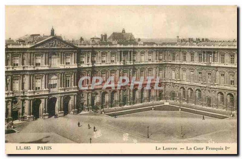 Old Postcard Paris Louvre Court Francois I.